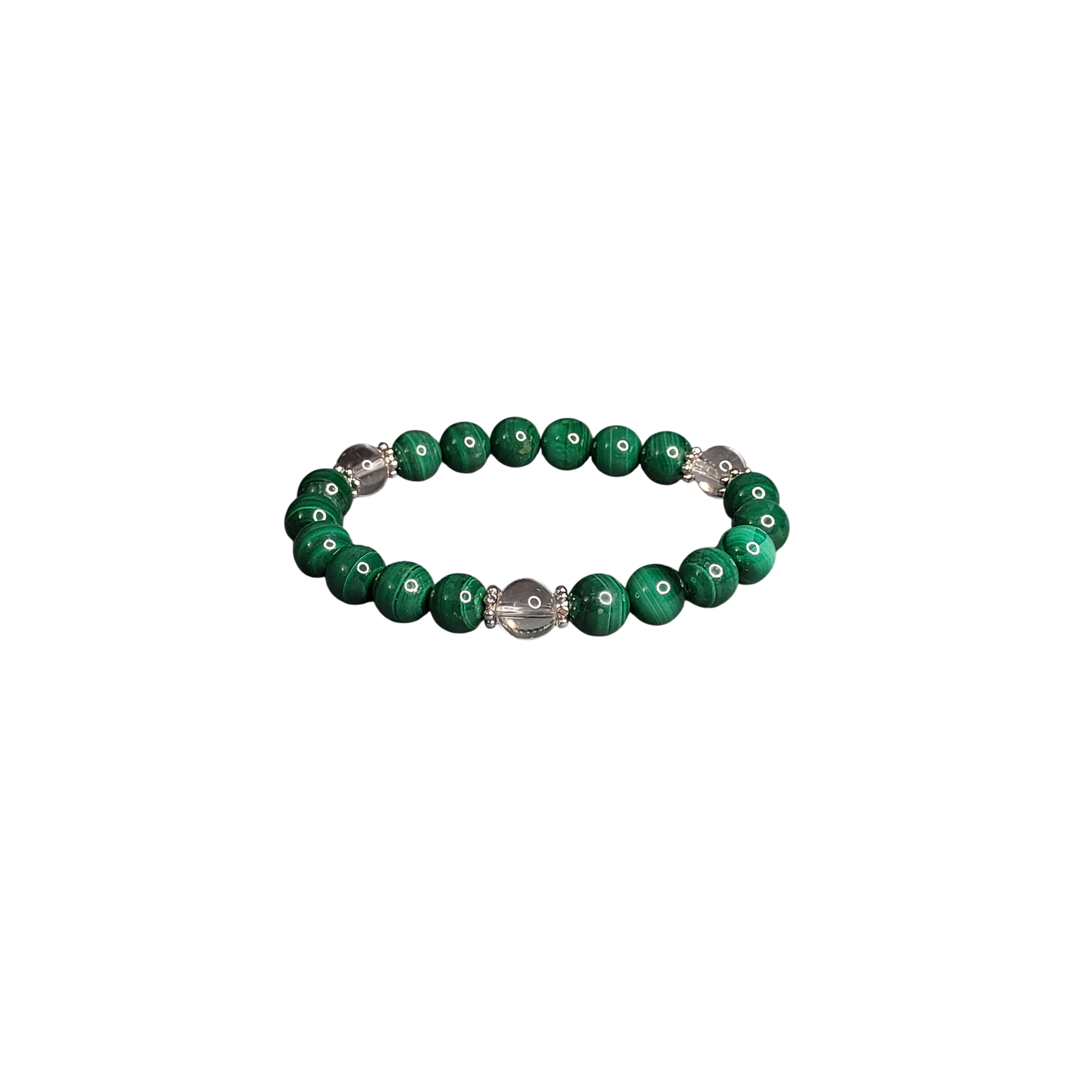 Браслет з малахіту та горного кришталя